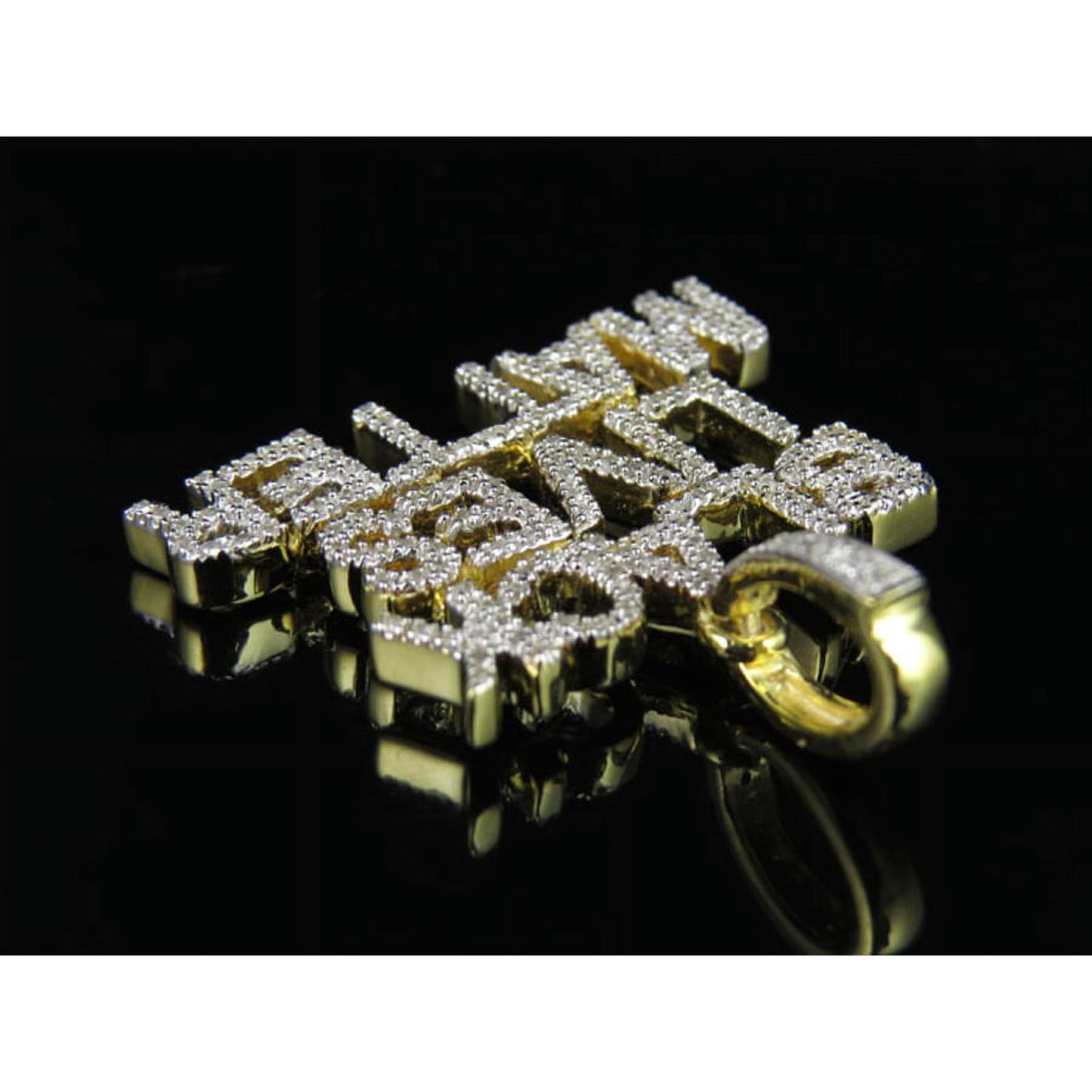 Yellow Gold Finish Black Lives Matter Genuine Diamond Pendant Charm